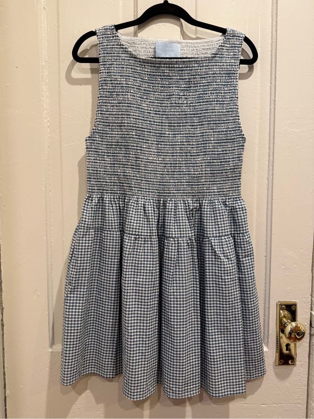 Hill House The Cosima Mini Nap Dress, Lagoon Gingham, L, NWOT